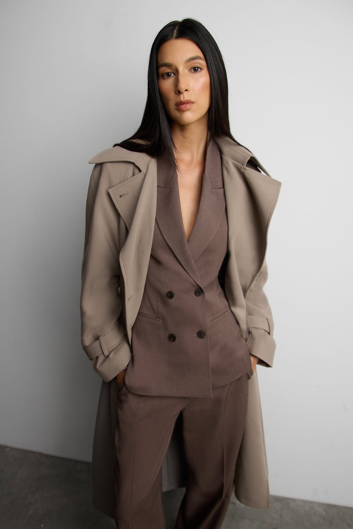 NEW OVERSIZED TRENCH COAT in Brindle — alternate angle