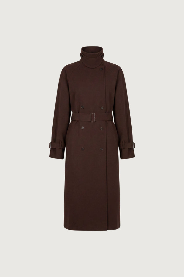 OVERSIZED TRENCH COAT WITH FUNNEL NECK in Coffee Bean — alternate angle