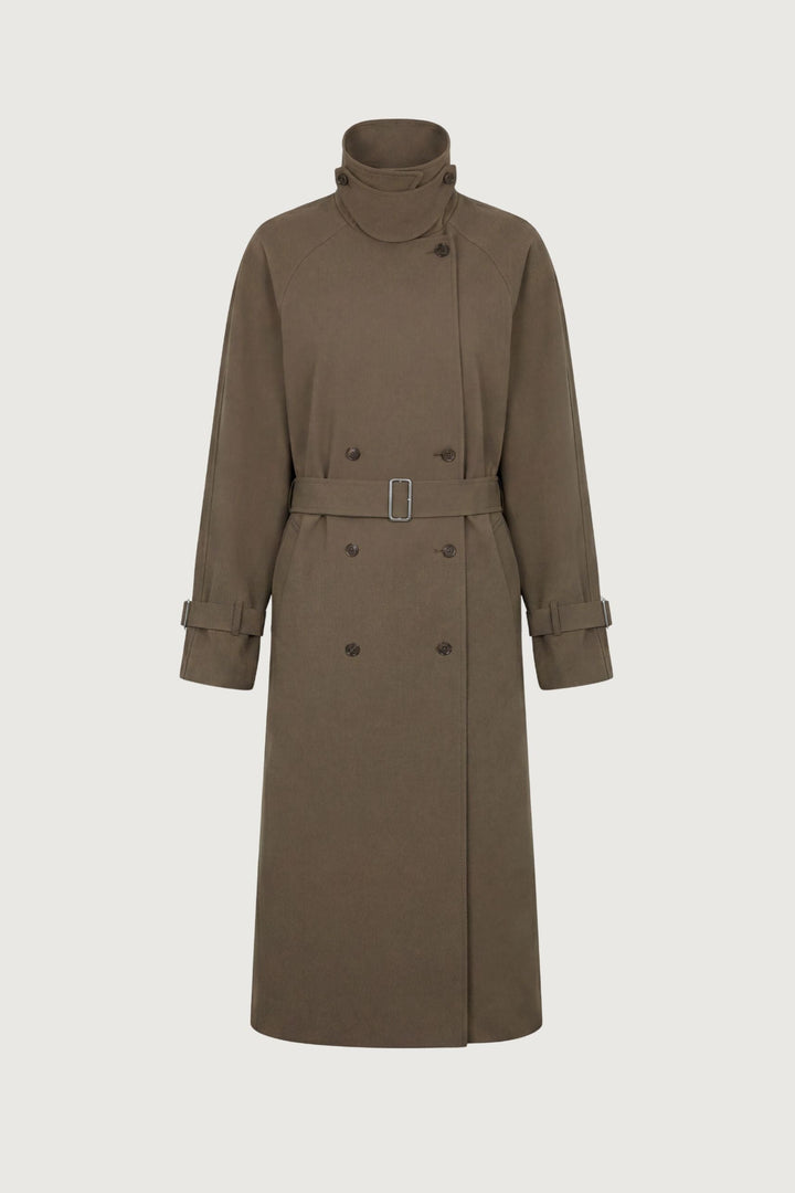 OVERSIZED TRENCH COAT WITH FUNNEL NECK in TARMAC — alternate angle