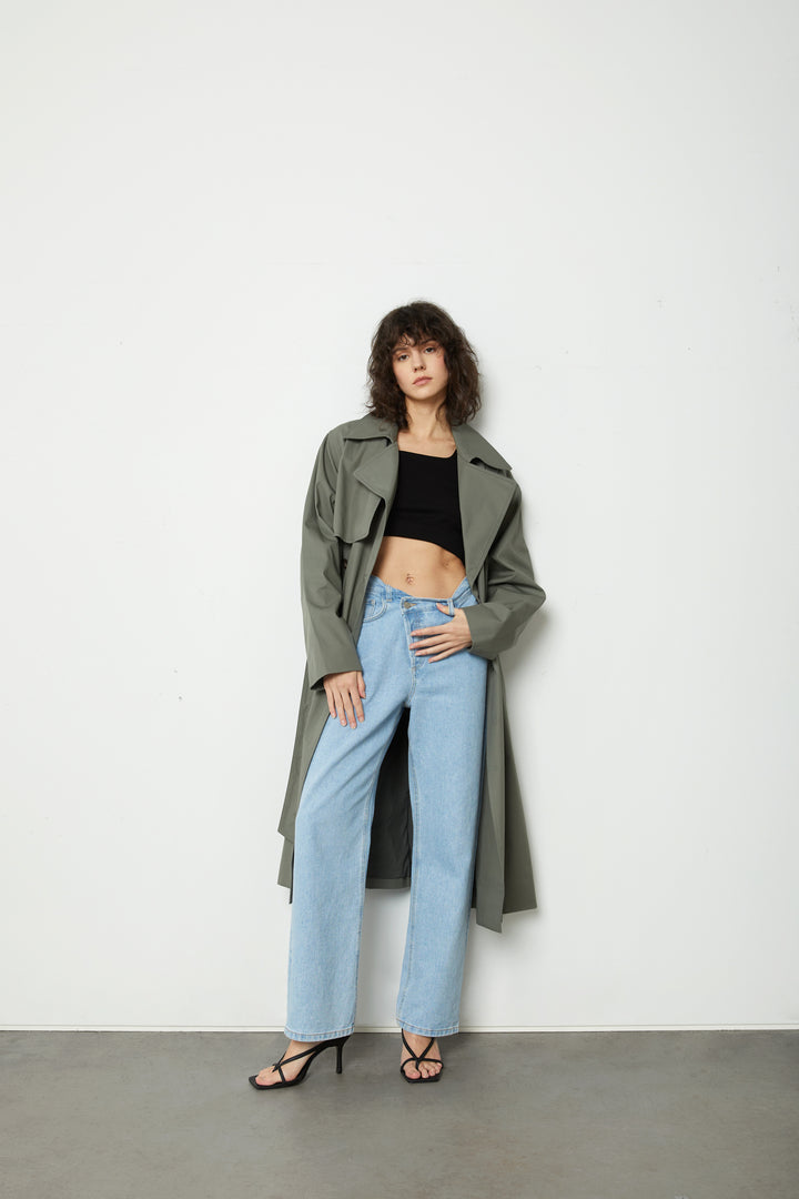 TRENCH COAT in SAGE — alternate angle