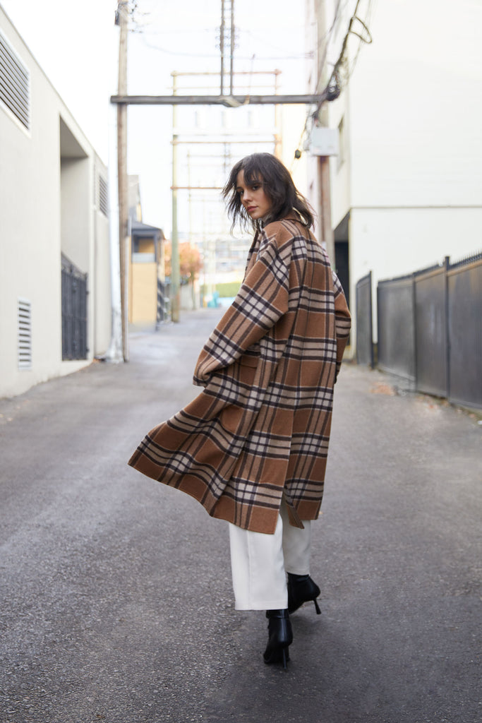 OVERSIZED PLAID WOOL BLEND COAT - Main Image