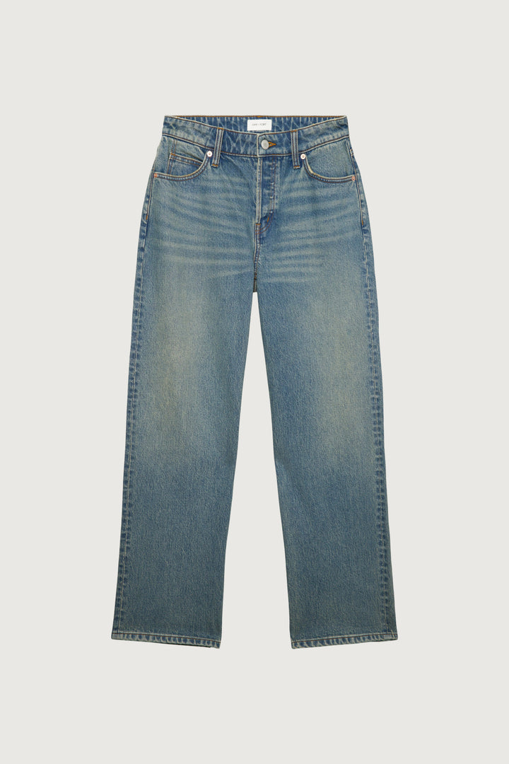 MID-RISE STRAIGHT LEG JEAN in Green Cast Medium Wash — alternate angle