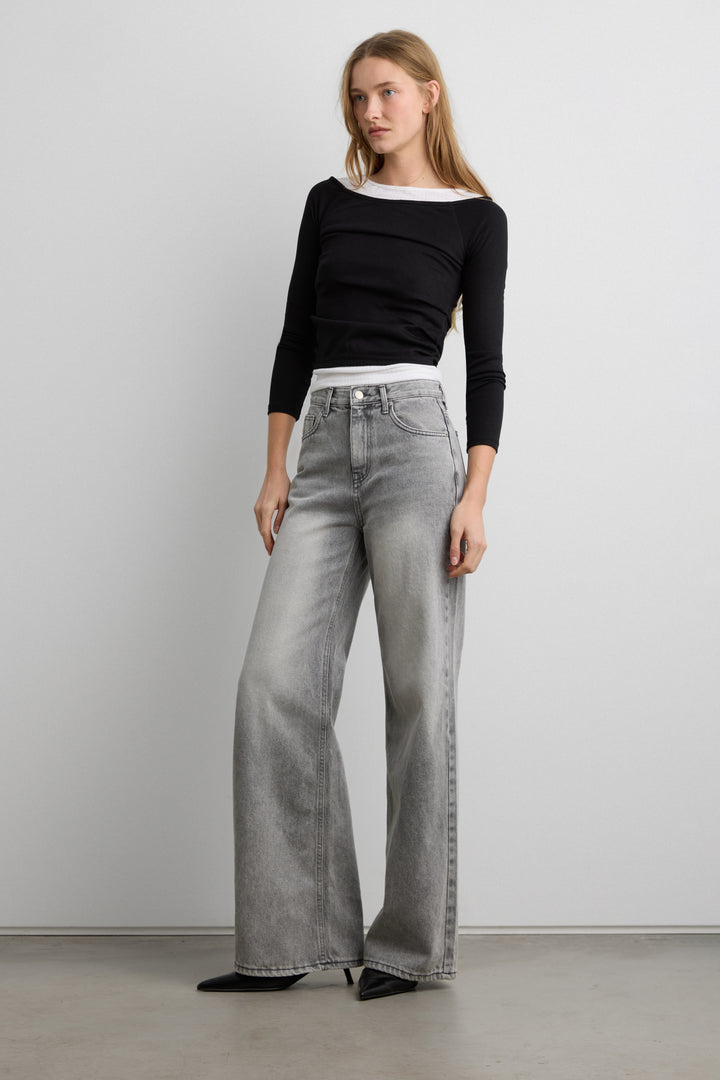 FADED WASH DENIM in Light Gray — alternate angle