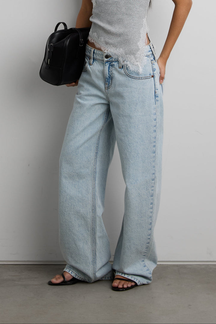 LOW RISE STRAIGHT LEG JEAN in Bleached Light Wash — alternate angle