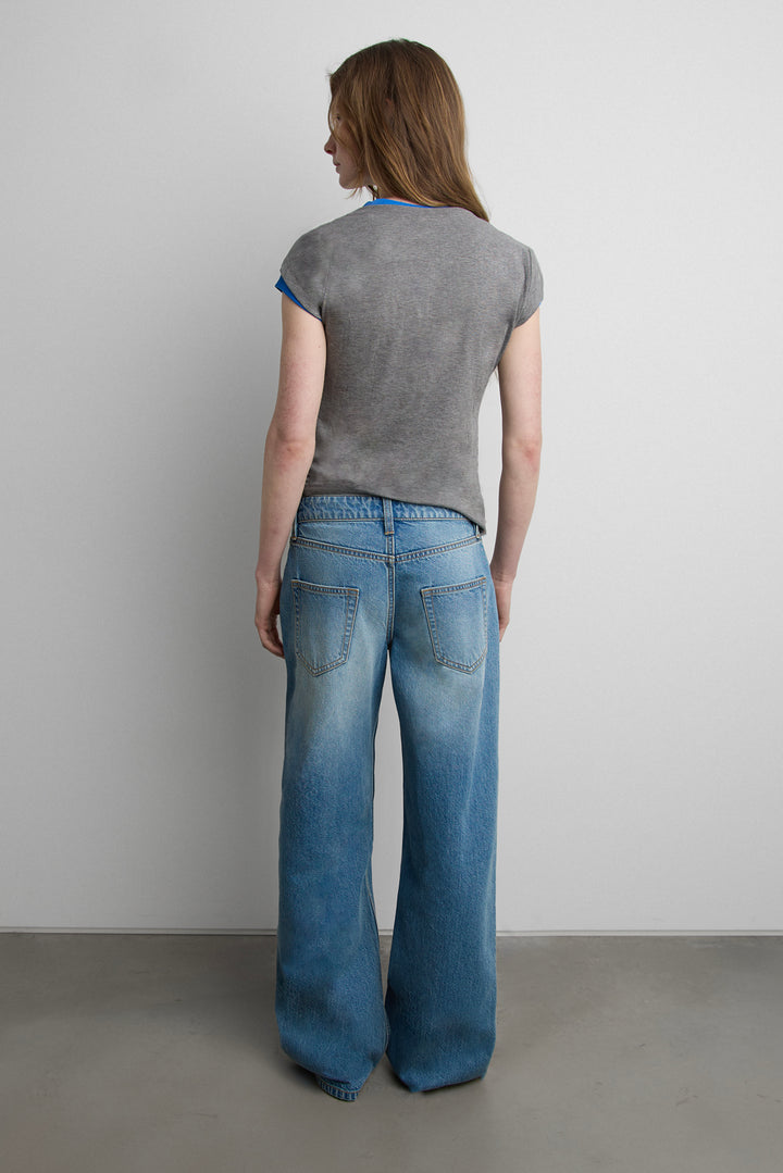 LOW RISE STRAIGHT LEG JEAN in Medium Blue — alternate angle