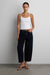 Mid-rise barrel leg jean with drawstring in raw indigo — main image