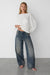 Vintage wash low-rise barrel leg jean in dark wash — main image