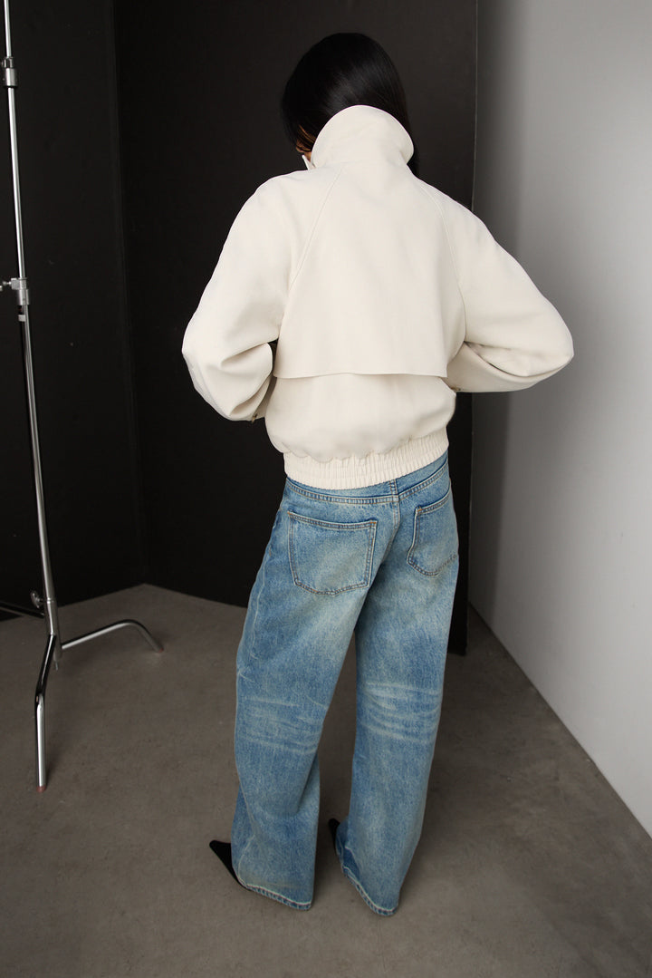 VINTAGE WASH MID-RISE BARREL LEG JEAN in Vintage Medium Wash — alternate angle