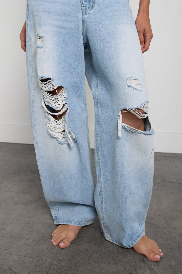 DISTRESSED VINTAGE BAGGY JEAN in Vintage Wash — alternate angle