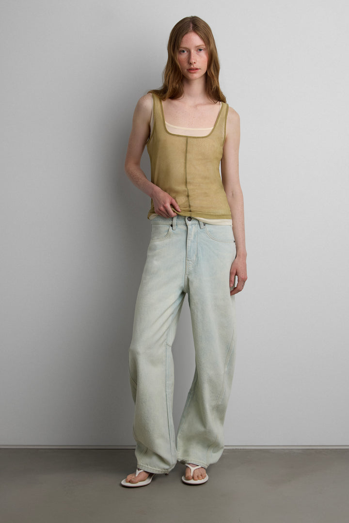 VINTAGE BARREL JEAN WITH SEAM DETAIL in Light Wash — alternate angle