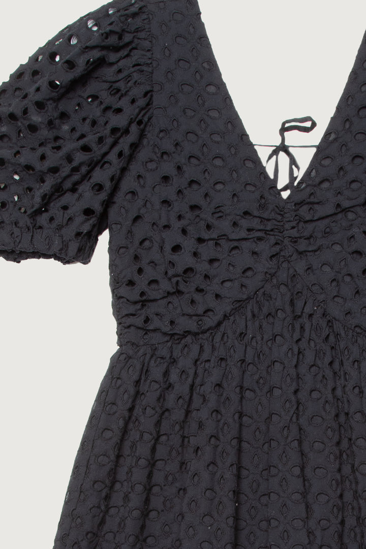 EYELET MIDI DRESS in Black — alternate angle