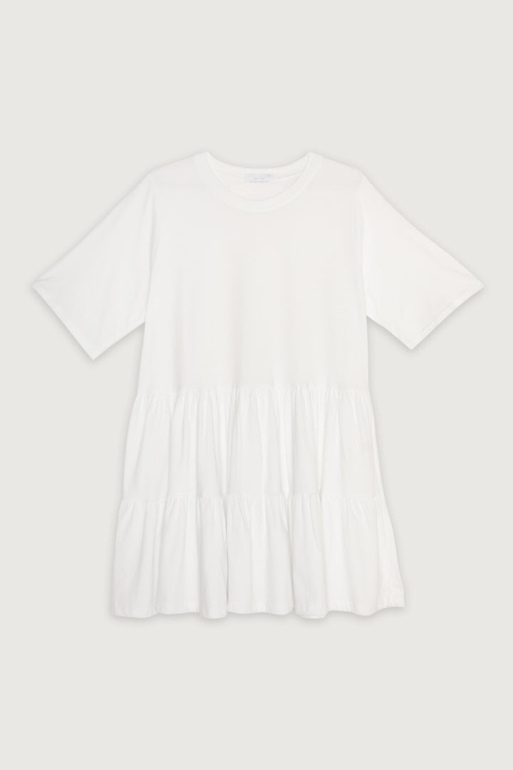 TIERED T-SHIRT DRESS in White — alternate angle