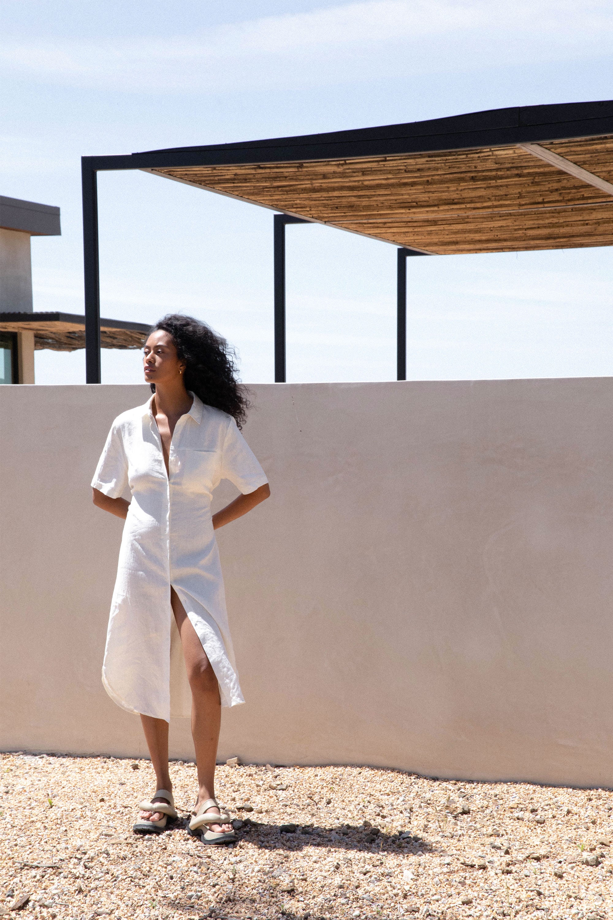 100% LINEN SHIRT DRESS  OAK + FORT USA