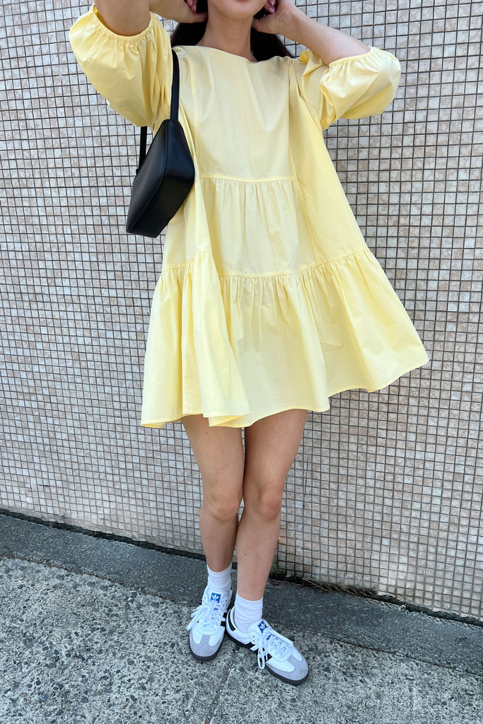 cotton poplin tiered mini dress Oscar de la Renta Chin Dominican Mixed-cotton Poplin Tiered Dress
