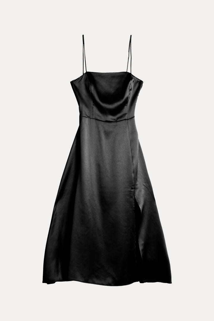 SQUARE NECK OPEN BACK DRESS