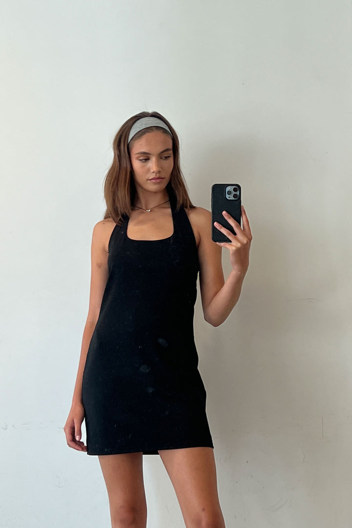 HALTER MINI DRESS in Black — alternate angle