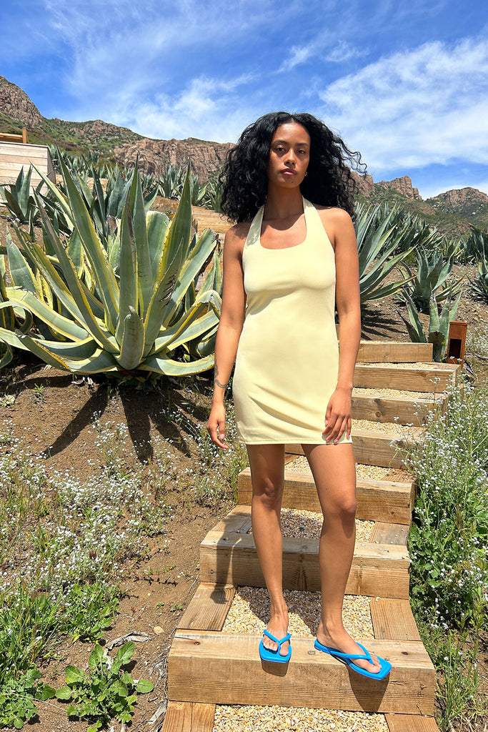 yellow halter mini dress Halter Mini Dress