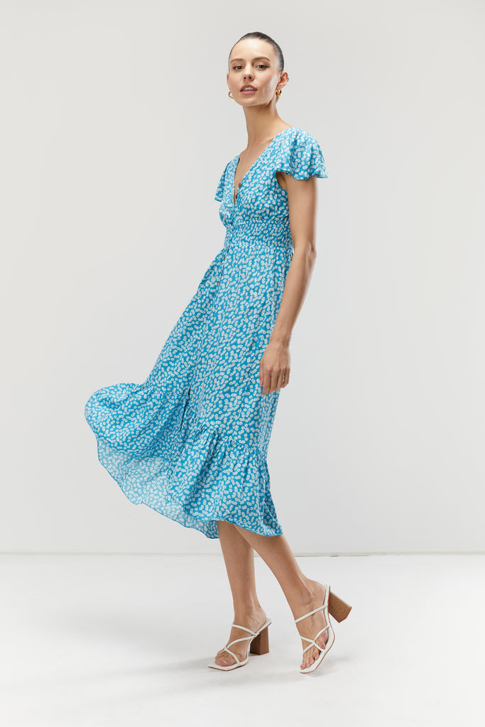 oak and fort floral midi dress Floral Print Midi Dress