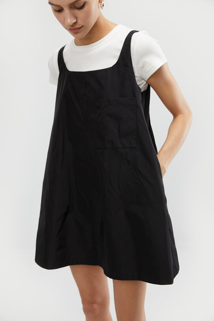 RELAXED FIT MINI DRESS in Black — alternate angle