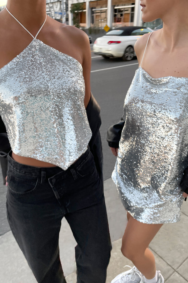 SEQUIN DRESS in Silver — alternate angle