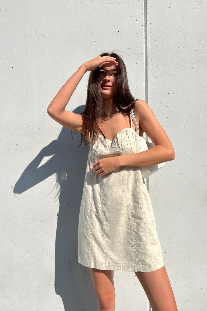 SWEETHEART MINI DRESS in Pelican — alternate angle