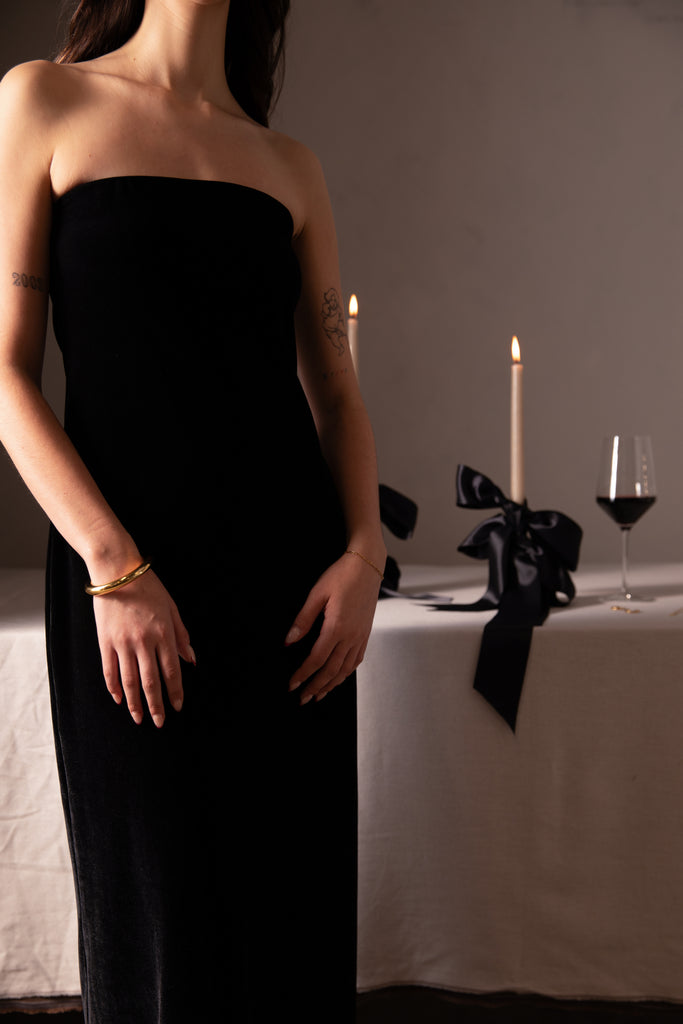 Velvet Tube Midi Dress | OAK + FORT Black / Extra Large Velvet Tube Midi Dress | OAK + FORT Black / Extra Large