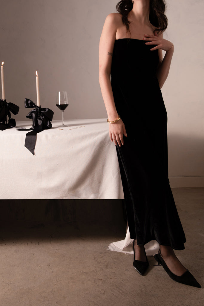 Velvet Tube Midi Dress