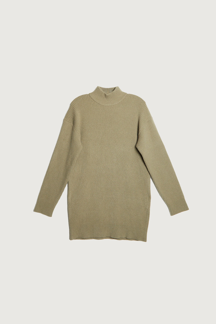 MINI TURTLENECK SWEATER DRESS in Medium Green — alternate angle
