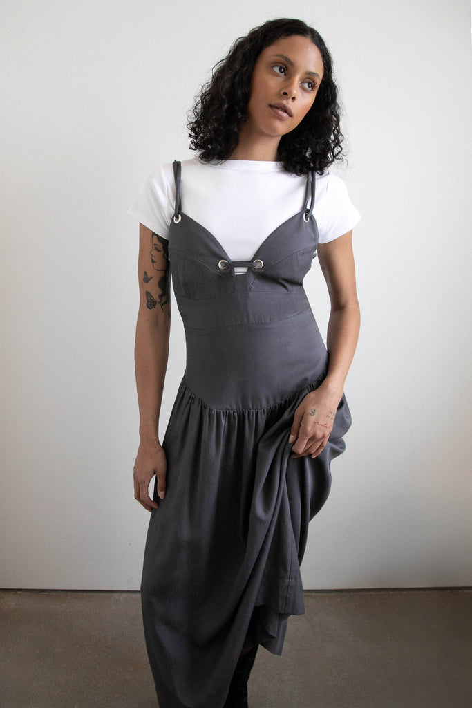 Drop-Waist Dress with Metal Eyelets | OAK + FORT OAK + FORT USA Drop-Waist Dress with Metal Eyelets | OAK + FORT OAK + FORT USA