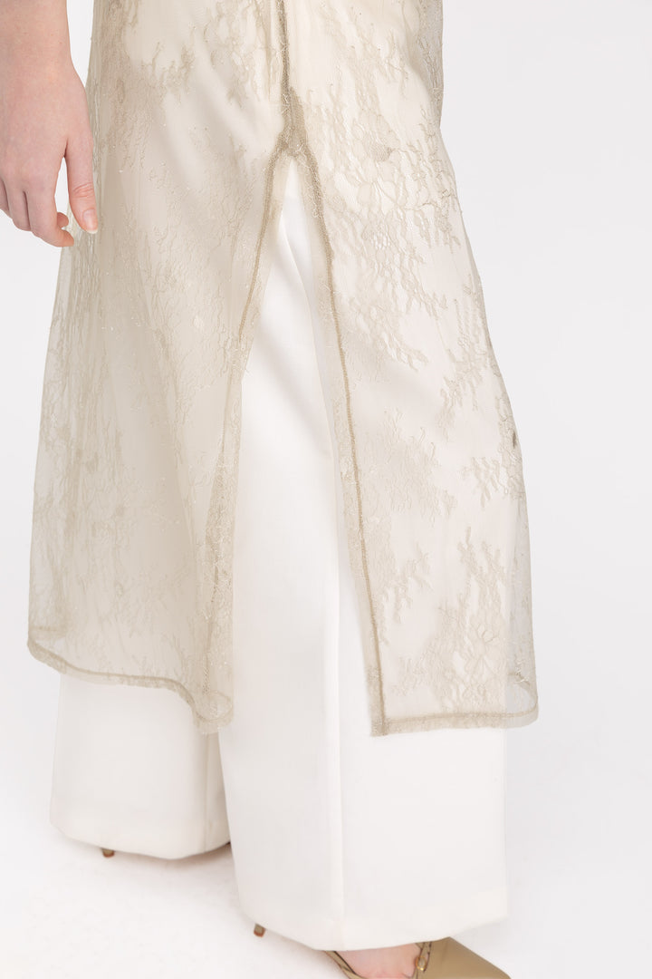 LACE MIDI DRESS in Abbey Stone — alternate angle