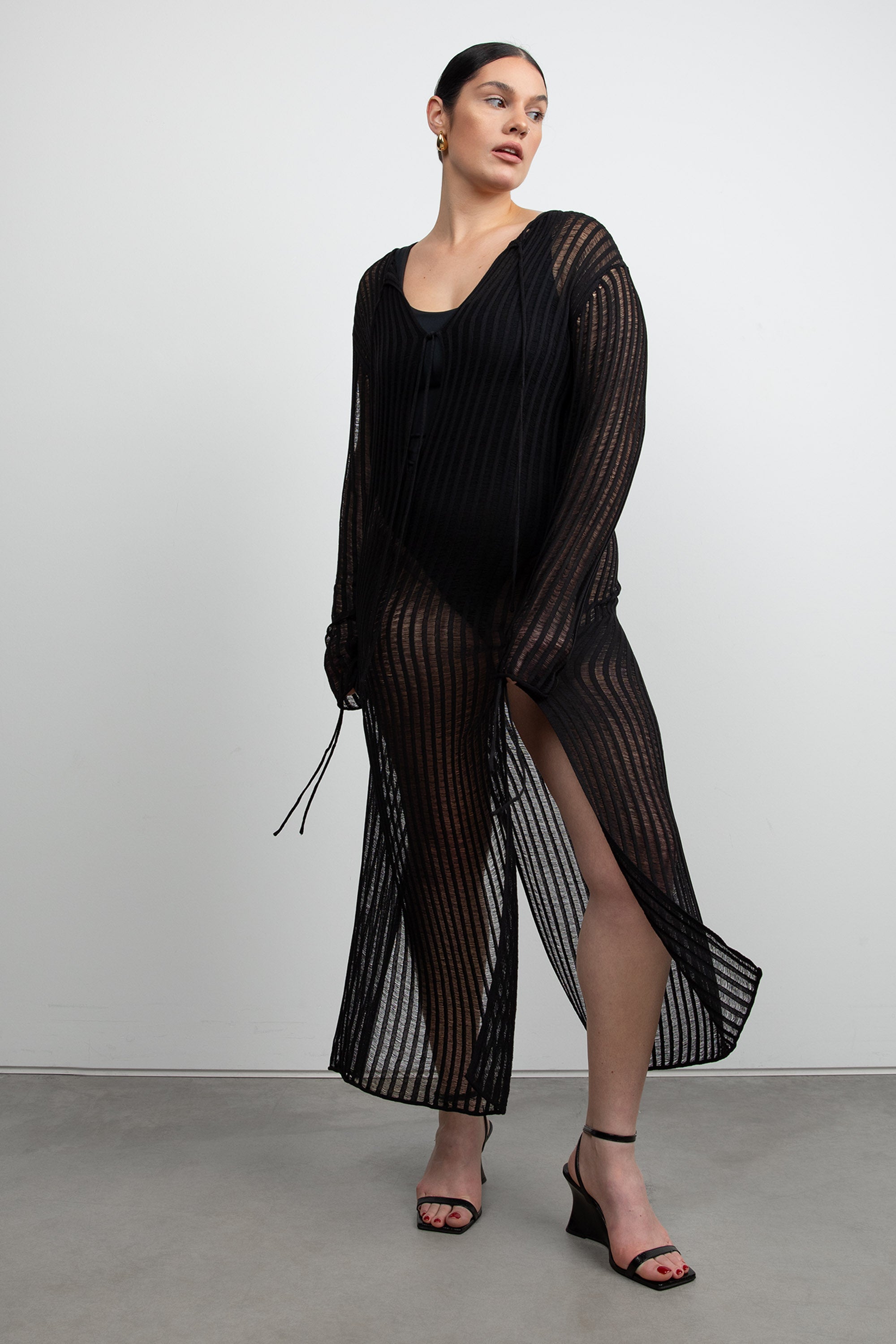 Reversible Sheer Rib-Knit Dress Swim Coverup | OAK + FORT – OAK +