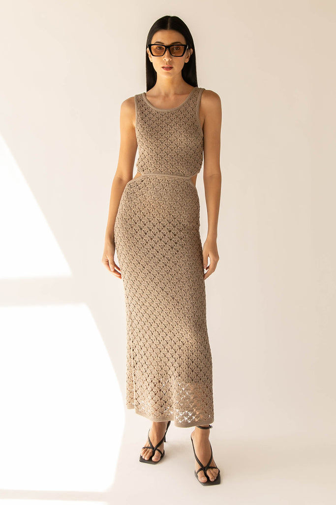 white christmas dresses CROCHET MIDI DRESS – PatBO main image 0