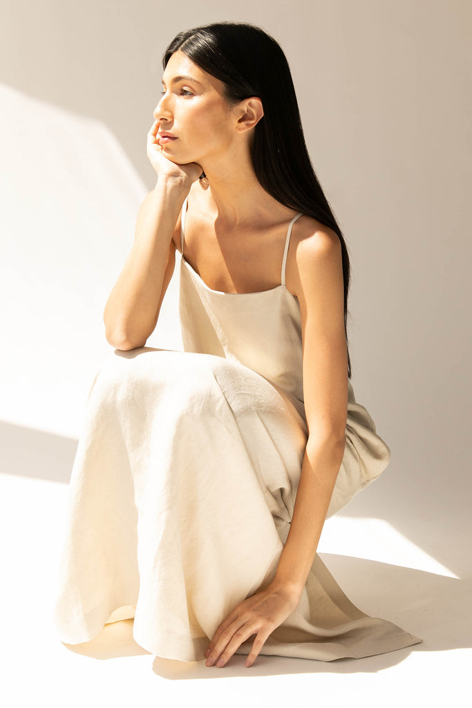 Linen Blend Maxi Dress | OAK+ FORT – OAK + FORT USA