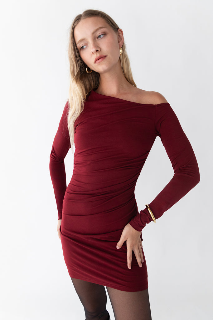 Off Shoulder Long Sleeve Mini Dress | OAK + FORT OAK + FORT USA Off Shoulder Long Sleeve Mini Dress | OAK + FORT OAK + FORT USA