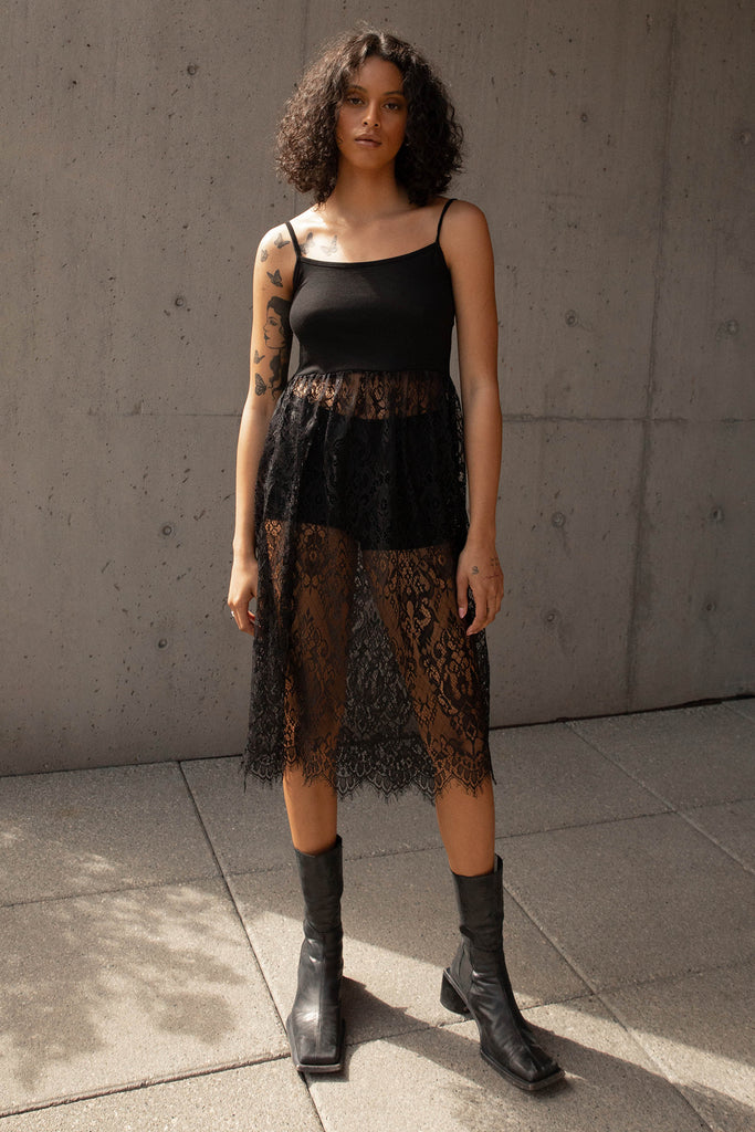 Tank Dress with Lace Skirt
