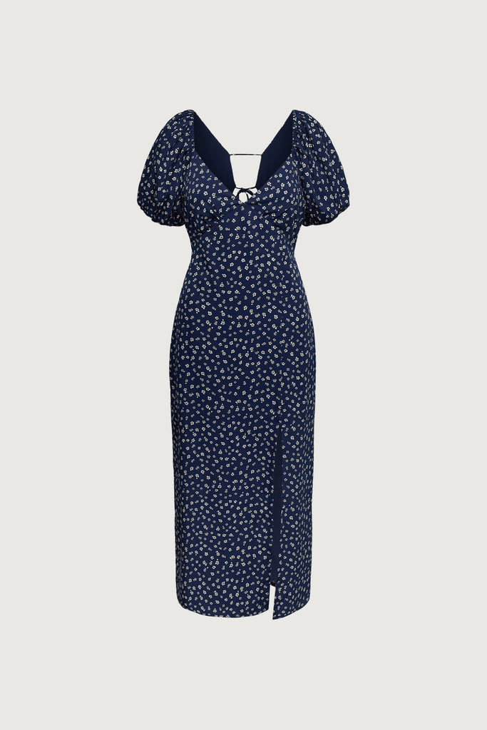 oak and fort floral midi dress Puff Sleeve Floral Midi Dress