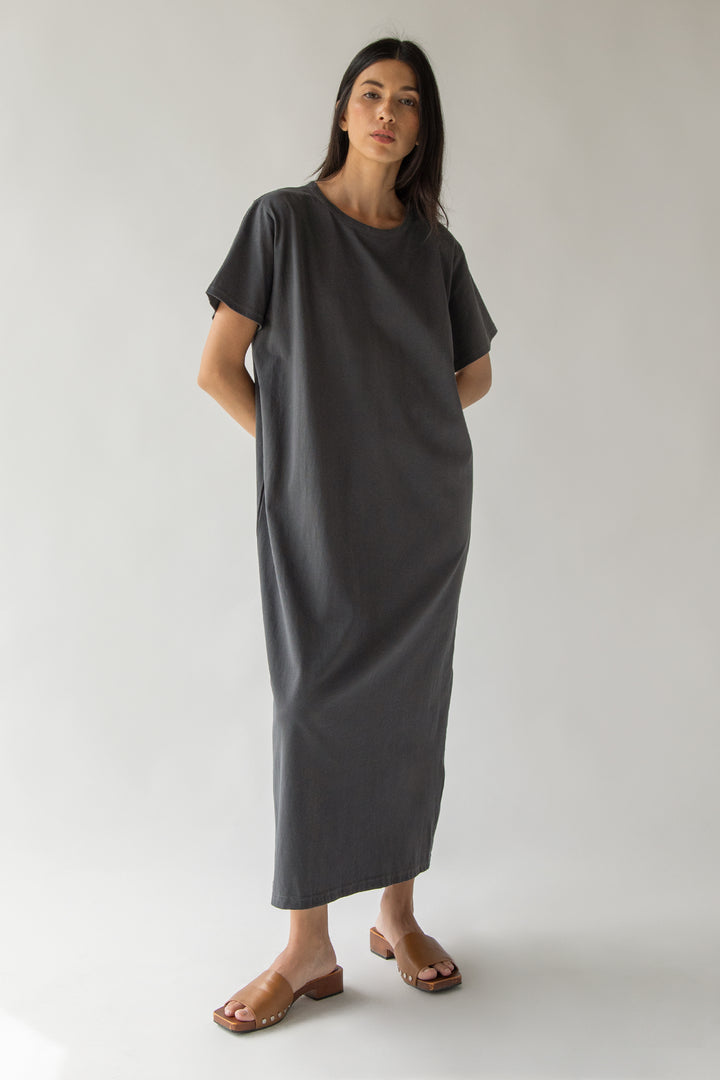 T-SHIRT DRESS in Charcoal — alternate angle