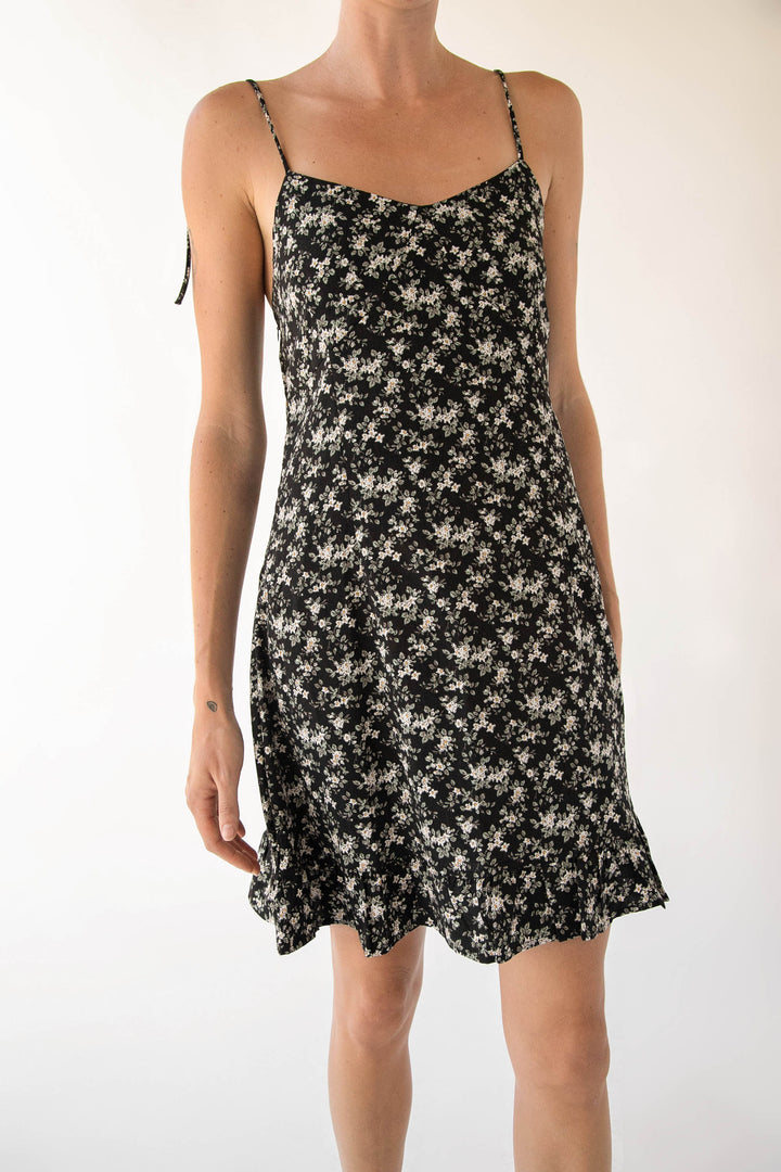 FLORAL MINI DRESS in Black — alternate angle
