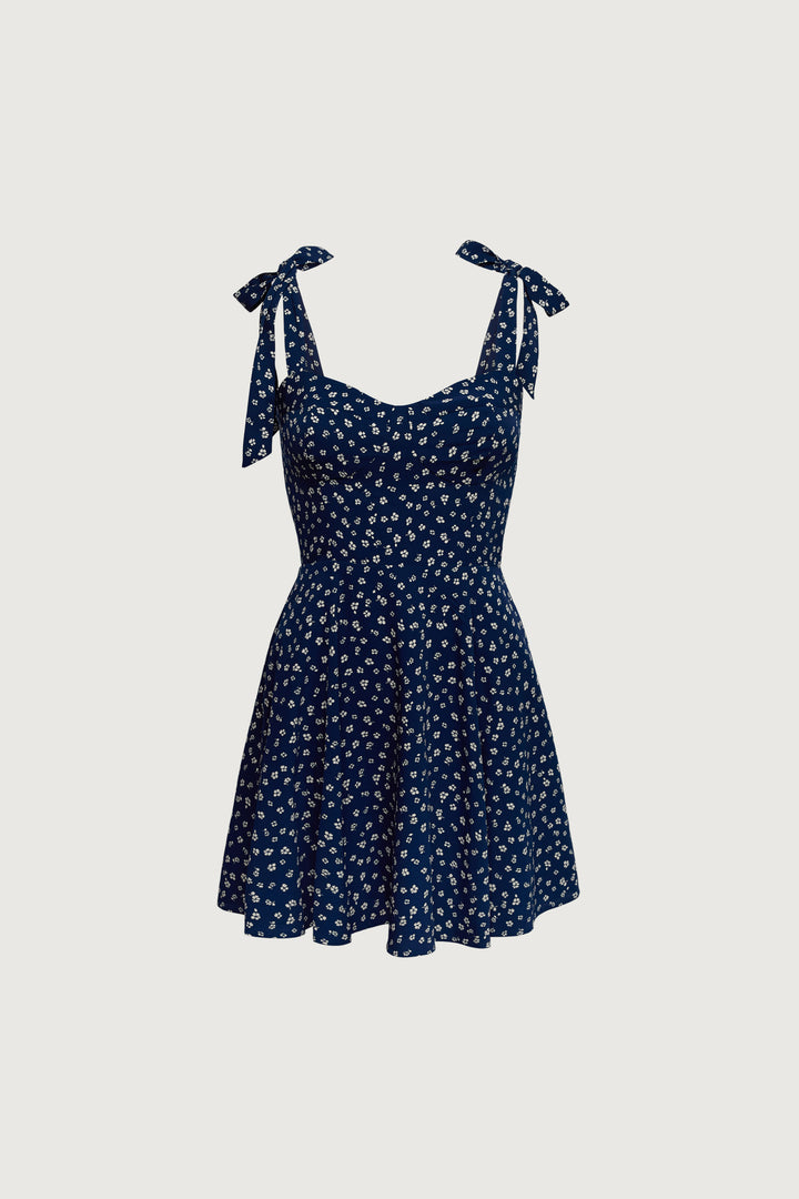 BUSTIER MINI DRESS in Navy Floral — alternate angle