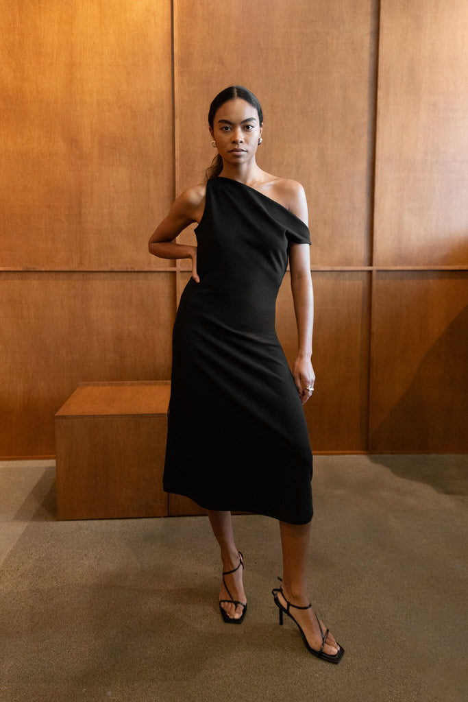 Asymmetrical One Shoulder Knit Dress | OAK + FORT – OAK + FORT USA