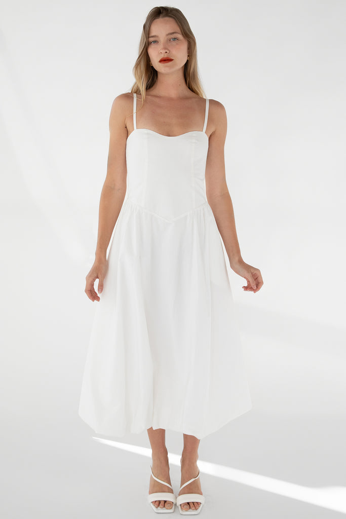 knee length dresses for ladies Camellia Midi Dress - White main image 1