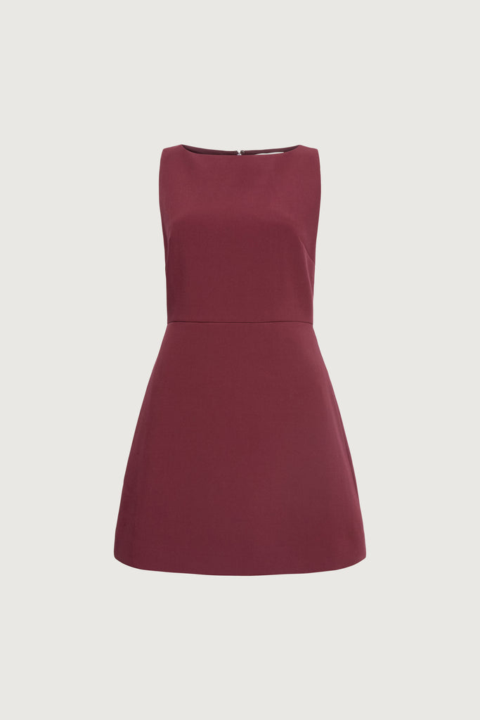 brown boat neck mini dress Boat Neck Mini Dress
