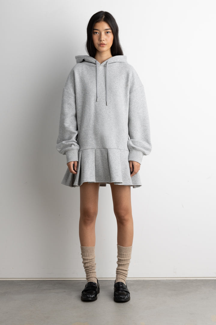 HOODIE MINI DRESS in Medium Heather Grey — alternate angle