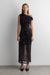 Printed off shoulder midi dress in black floral — main image