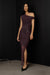 Printed off shoulder midi dress in coffee bean floral — main image