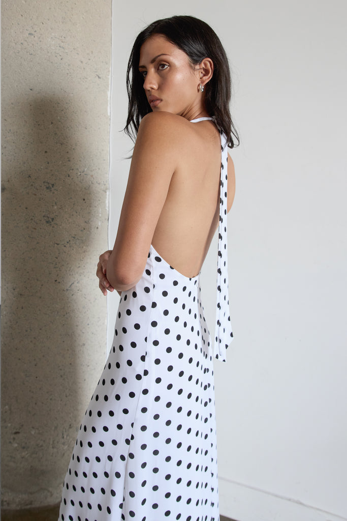 Polka Dot V-Neck Maxi Dress