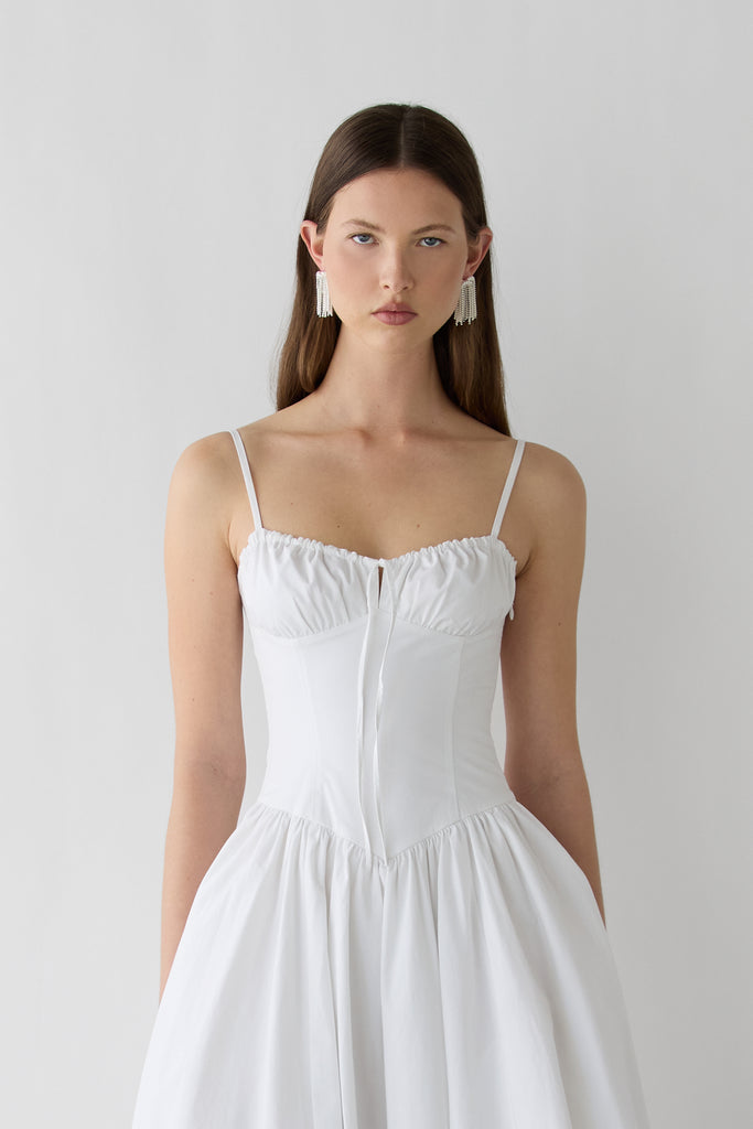 uo cedar poplin corset midi dress UO Cedar Poplin Corset Midi Dress
