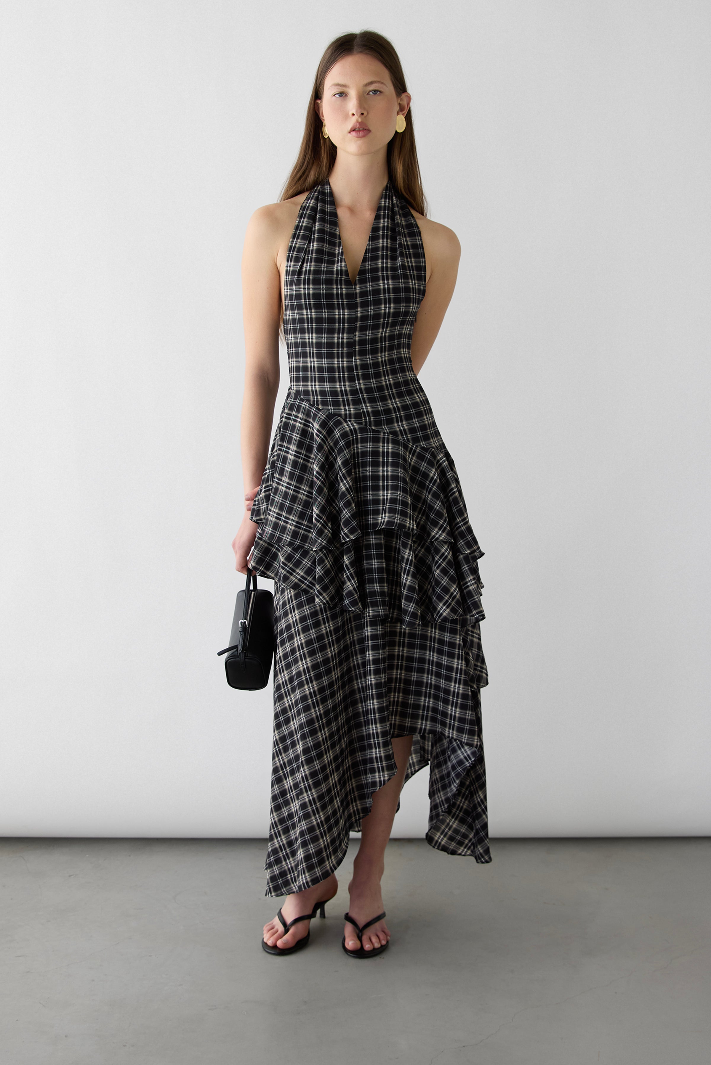 Plaid Halter Tiered Dress | OAK + FORT – OAK + FORT USA