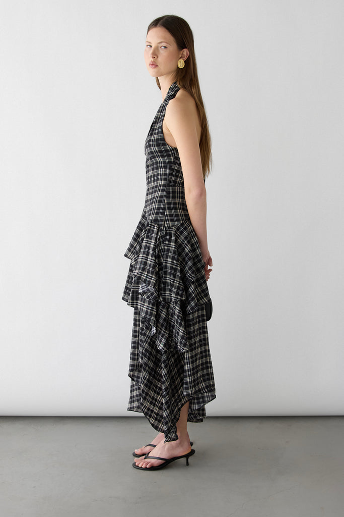 Plaid Halter Tiered Dress | OAK + FORT – OAK + FORT USA