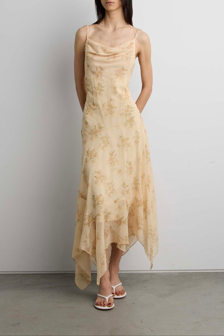 oak and fort floral midi dress Puff Sleeve Floral Midi Dress